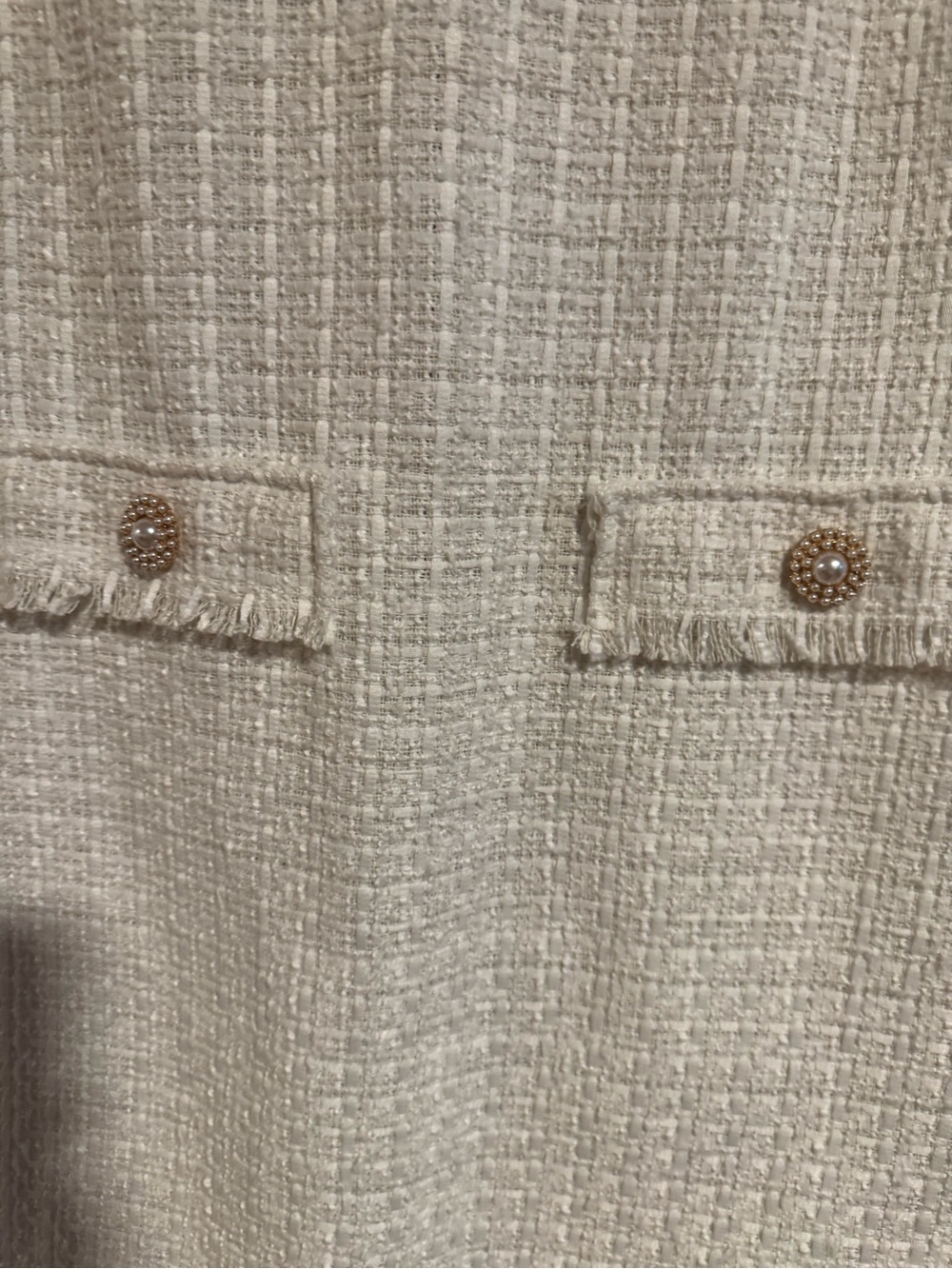 NWT Classic Short-Sleeve Tweed Shift Dress in Cream - Picture 2 of 10